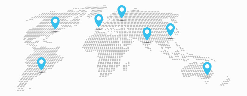 map showing WaveSoft clients that are all around the world